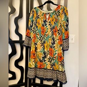 Emma & Michele Womens Colorful Floral 3/4 Bell Sleeve dress, Medium